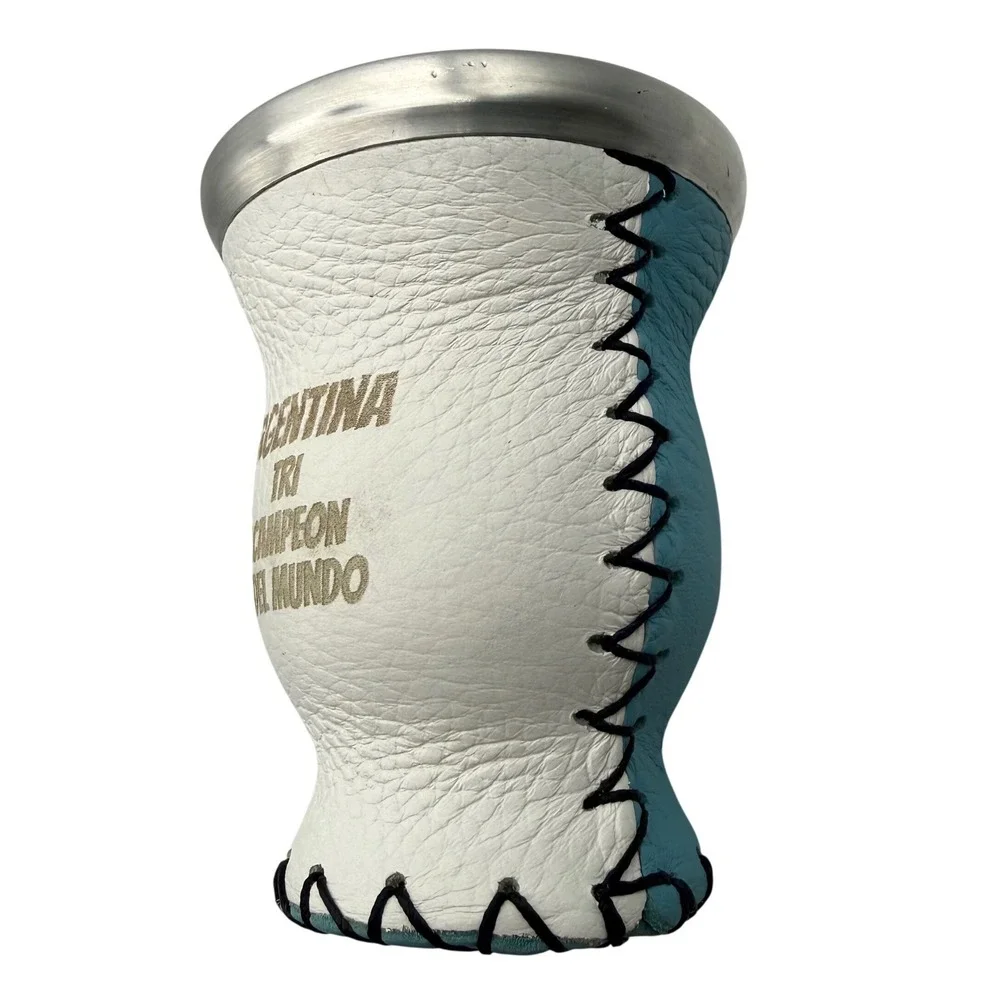 Argentina Tri Campeon‎ World Cup Yerba Mate Gourd Glass Interior & Hand Stitched